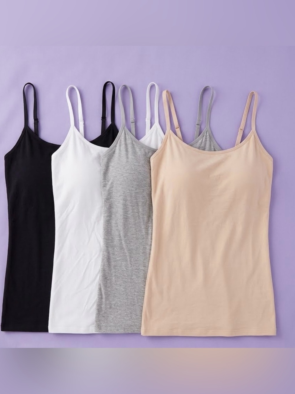 Everyday Slim-Fit Camisole Tank - Black, White, Gray, Nude